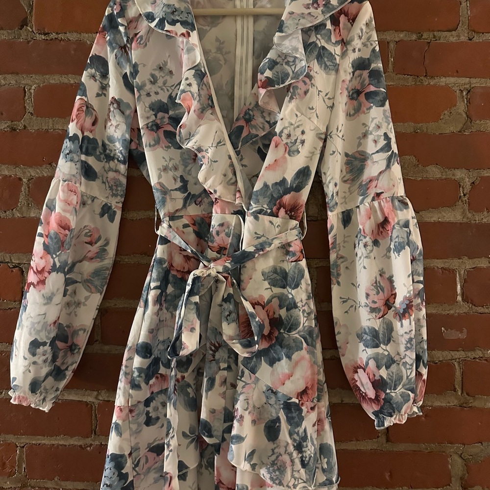 Floral Ruffle Wrap Dress